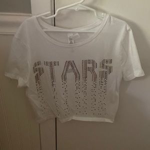 Cropped bling stars t shirt